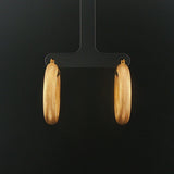 14k Yellow Gold 5.2g UnoAErre Hollow Thick Textured Hoop Earrings Italy 1.3"