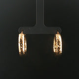 14k Yellow Gold 5.9g Hollow Faceted Hammered Hoop Earrings Italy 1"