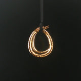 14k Yellow Gold 5.9g Hollow Faceted Hammered Hoop Earrings Italy 1"