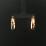 14k Yellow Gold 5.9g Hollow Faceted Hammered Hoop Earrings Italy 1"
