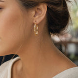 14k Yellow Gold 3.7g Hollow Squared Edge Round Hoop Earrings 1.25"
