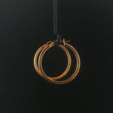 14k Yellow Gold 3.7g Hollow Squared Edge Round Hoop Earrings 1.25"