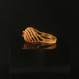 18k Yellow Gold and Pink Topaz Vintage Wire Swirl Ring Size 7.75