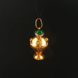 18k Yellow Gold and Cabochon Glass 6.8g Vintage Amphora Charm Pendant Italy