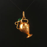 18k Yellow Gold and Cabochon Glass 6.8g Vintage Amphora Charm Pendant Italy