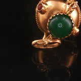 18k Yellow Gold and Cabochon Glass 6.8g Vintage Amphora Charm Pendant Italy