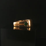 14k Yellow Gold and Emerald Men's Solid Squared Ring Size 9