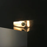 14k Yellow Gold and Emerald Men's Solid Squared Ring Size 9