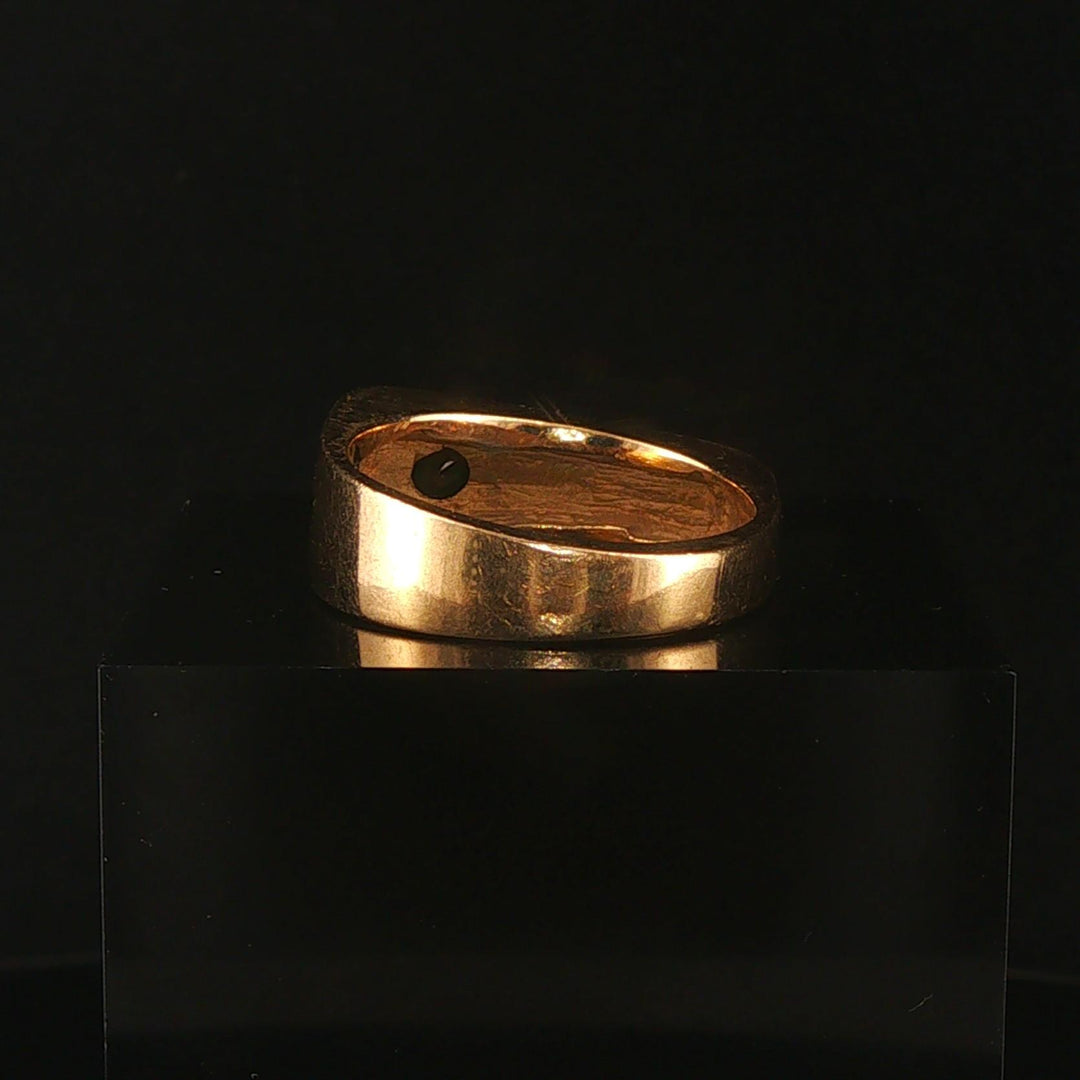 14k Yellow Gold and Emerald Men's Solid Squared Ring Size 9
