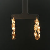 14k Yellow Gold 4.8g Diamond Cut Twisted Spiral Hoop Earrings 1.5"