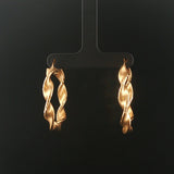 14k Yellow Gold 4.8g Diamond Cut Twisted Spiral Hoop Earrings 1.5"