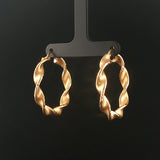14k Yellow Gold 4.8g Diamond Cut Twisted Spiral Hoop Earrings 1.5"
