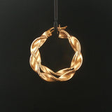 14k Yellow Gold 4.8g Diamond Cut Twisted Spiral Hoop Earrings 1.5"