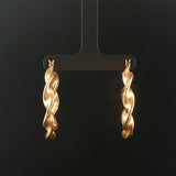 14k Yellow Gold 4.8g Diamond Cut Twisted Spiral Hoop Earrings 1.5"