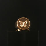 14k Yellow Gold 19.7g Solid Heavy Vintage Butterfly Signet Ring Size 10
