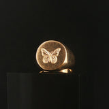 14k Yellow Gold 19.7g Solid Heavy Vintage Butterfly Signet Ring Size 10