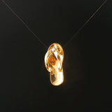 18k Yellow Gold and Diamond Polished Sandal Slide Pendant 1"