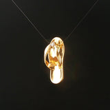 18k Yellow Gold and Diamond Polished Sandal Slide Pendant 1"