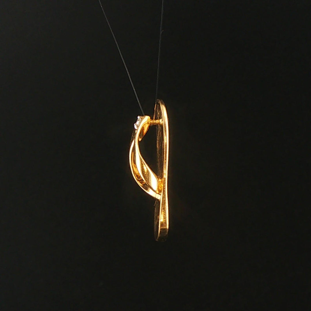 18k Yellow Gold and Diamond Polished Sandal Slide Pendant 1"