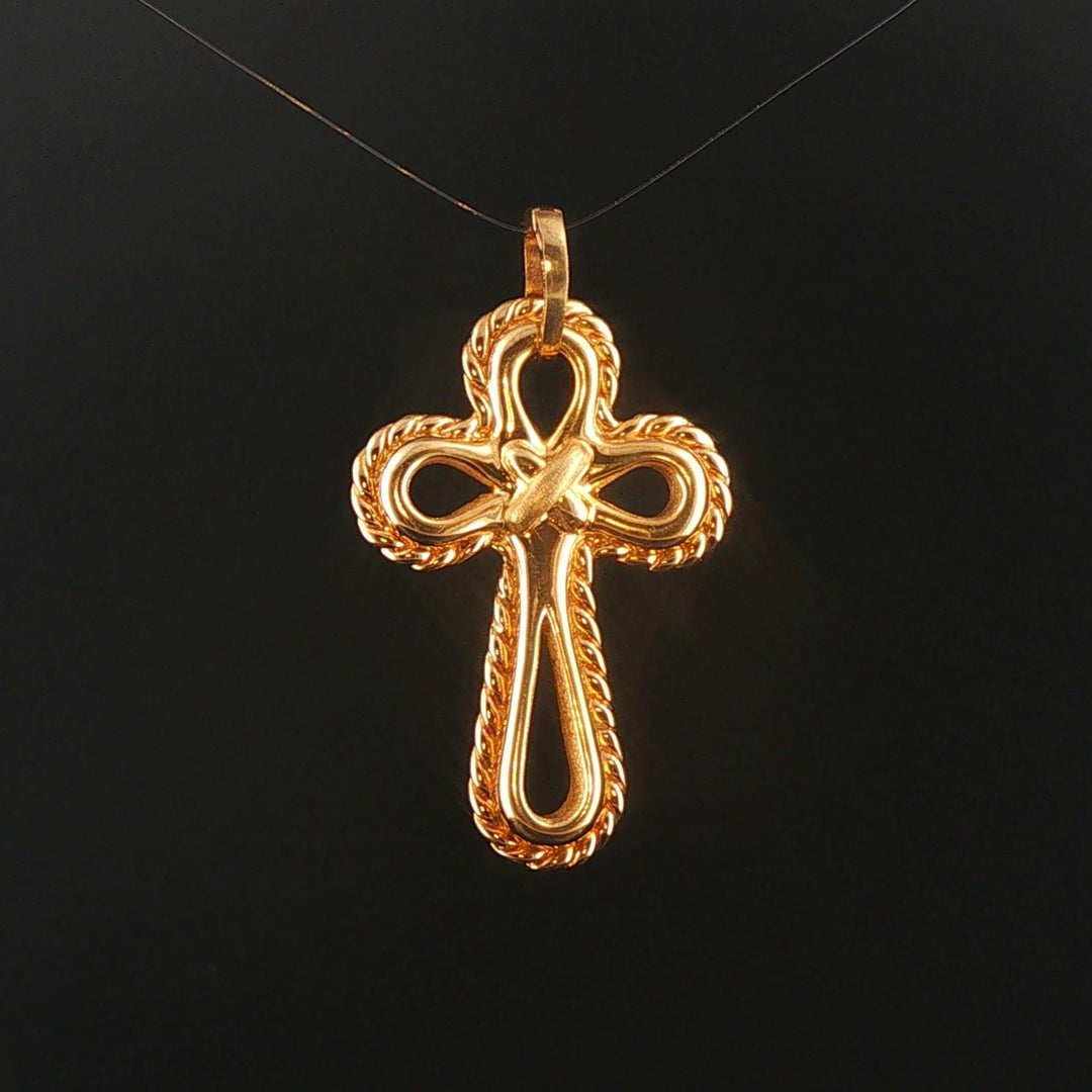 18k Yellow Gold 3.9g Vintage Fancy Cross Pendant Italy 1.65"