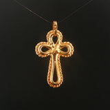 18k Yellow Gold 3.9g Vintage Fancy Cross Pendant Italy 1.65"