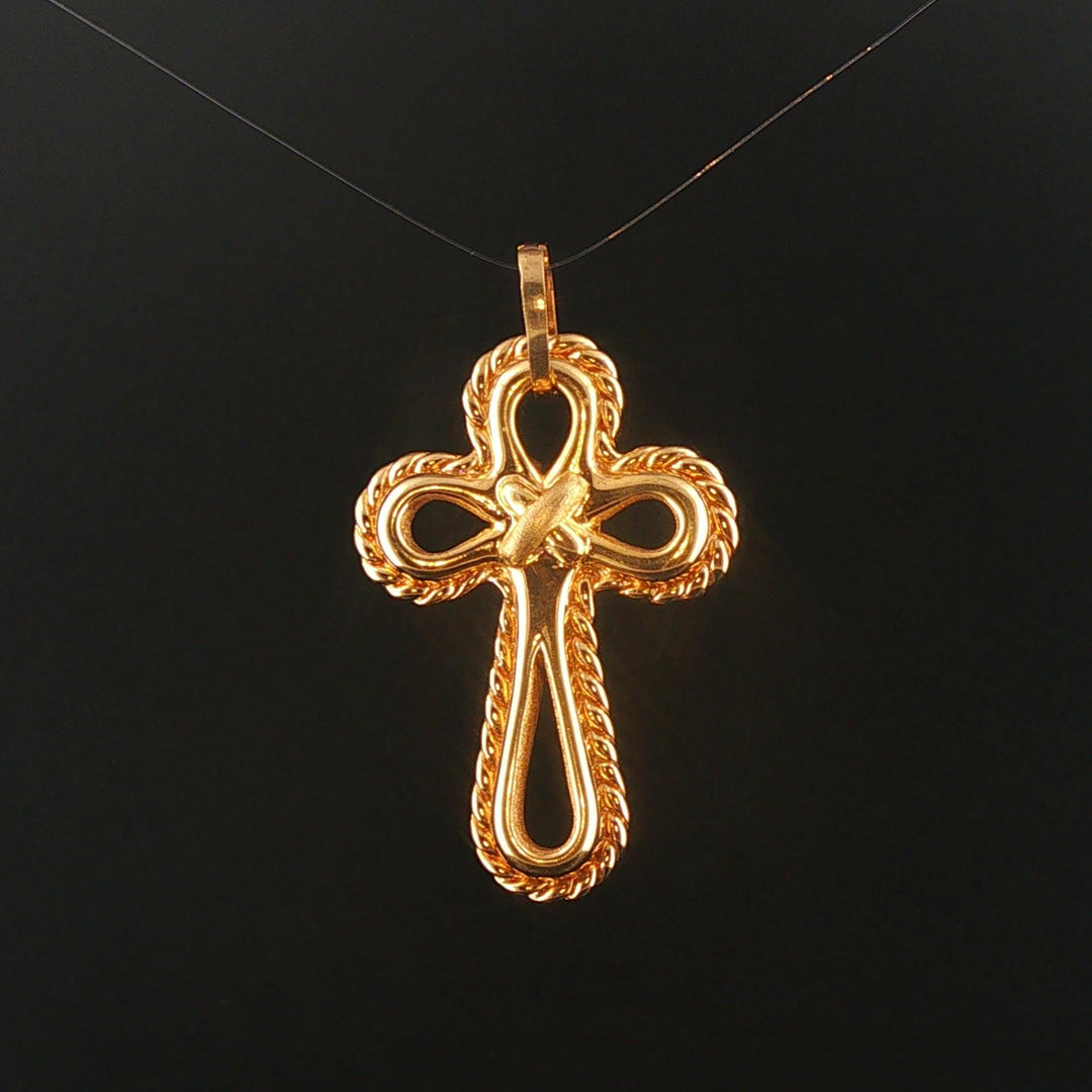 18k Yellow Gold 3.9g Vintage Fancy Cross Pendant Italy 1.65"