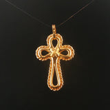 18k Yellow Gold 3.9g Vintage Fancy Cross Pendant Italy 1.65"