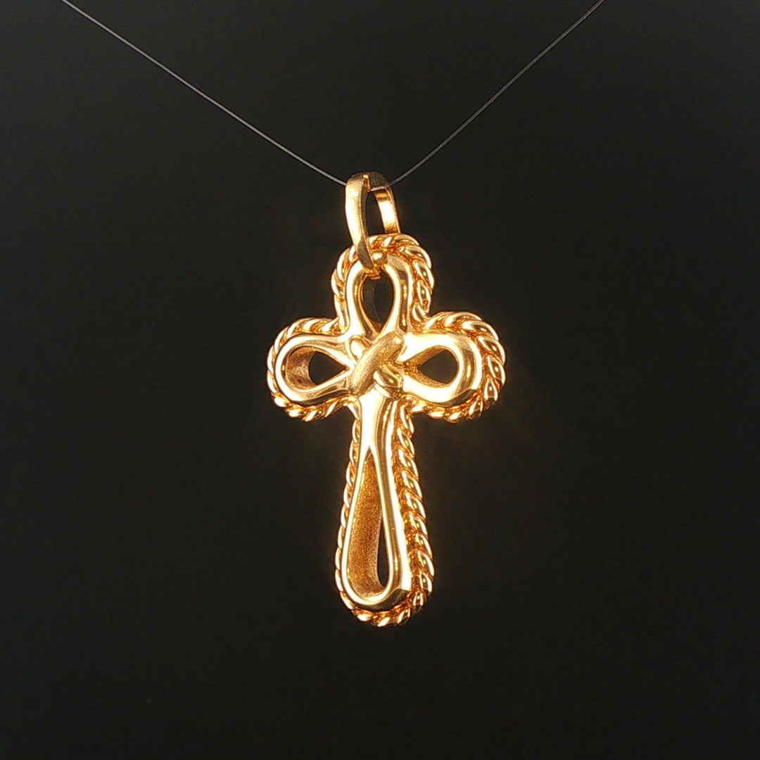 18k Yellow Gold 3.9g Vintage Fancy Cross Pendant Italy 1.65"
