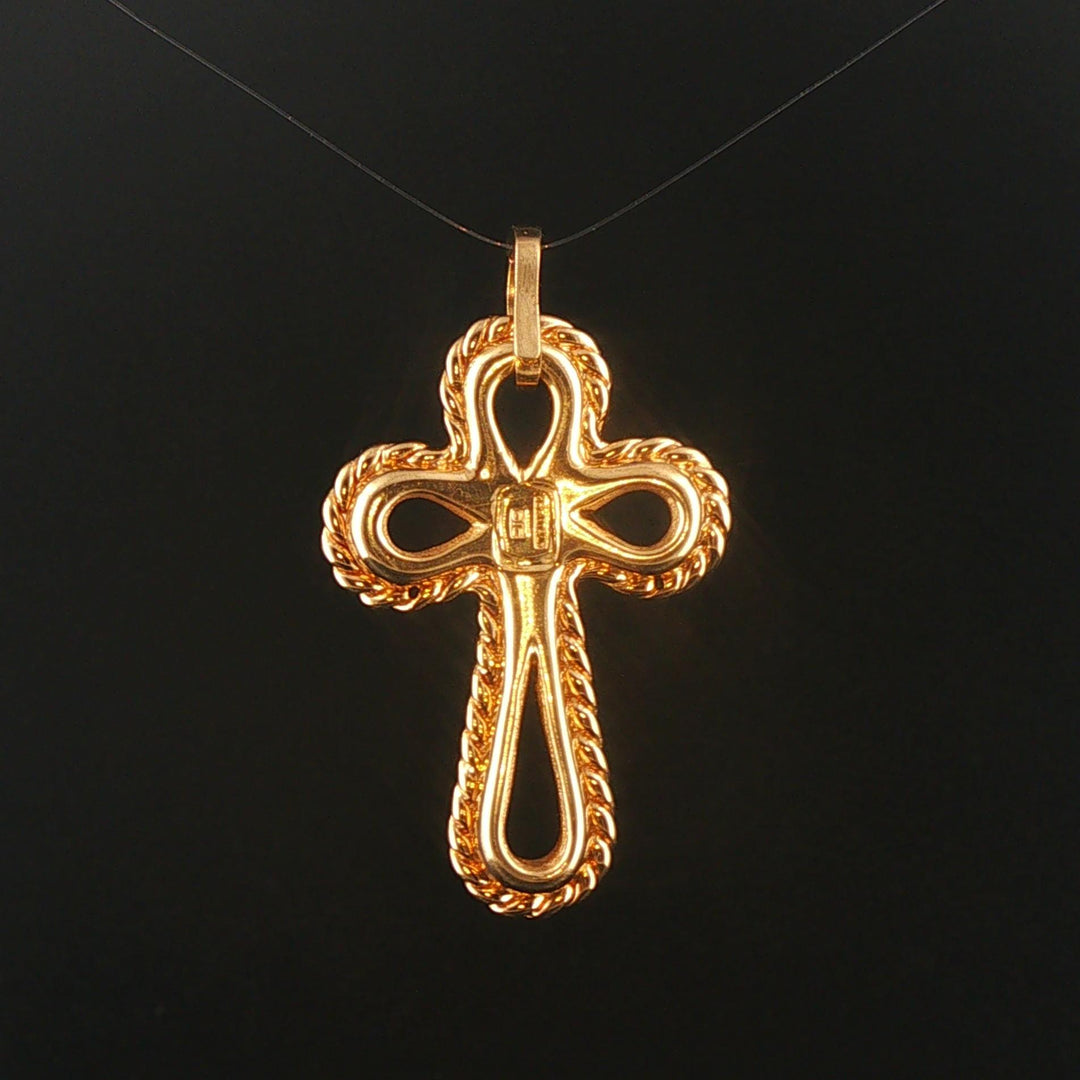 18k Yellow Gold 3.9g Vintage Fancy Cross Pendant Italy 1.65"