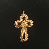 18k Yellow Gold 3.9g Vintage Fancy Cross Pendant Italy 1.65"