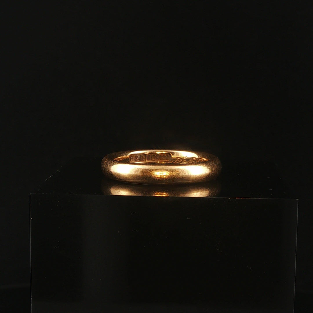 Antique 18k Yellow Gold 5.7g Solid Polished 3.5mm Band Ring Size 6