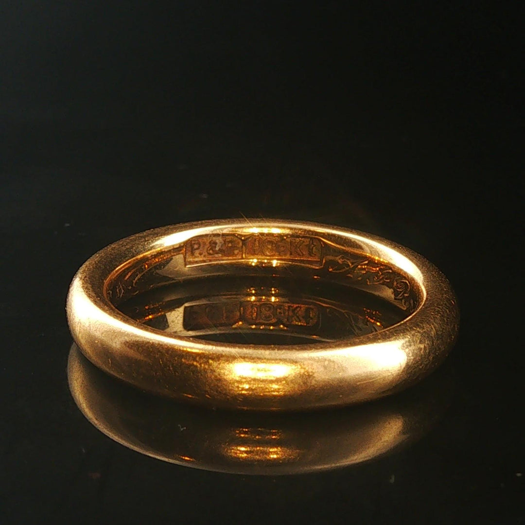 Antique 18k Yellow Gold 5.7g Solid Polished 3.5mm Band Ring Size 6
