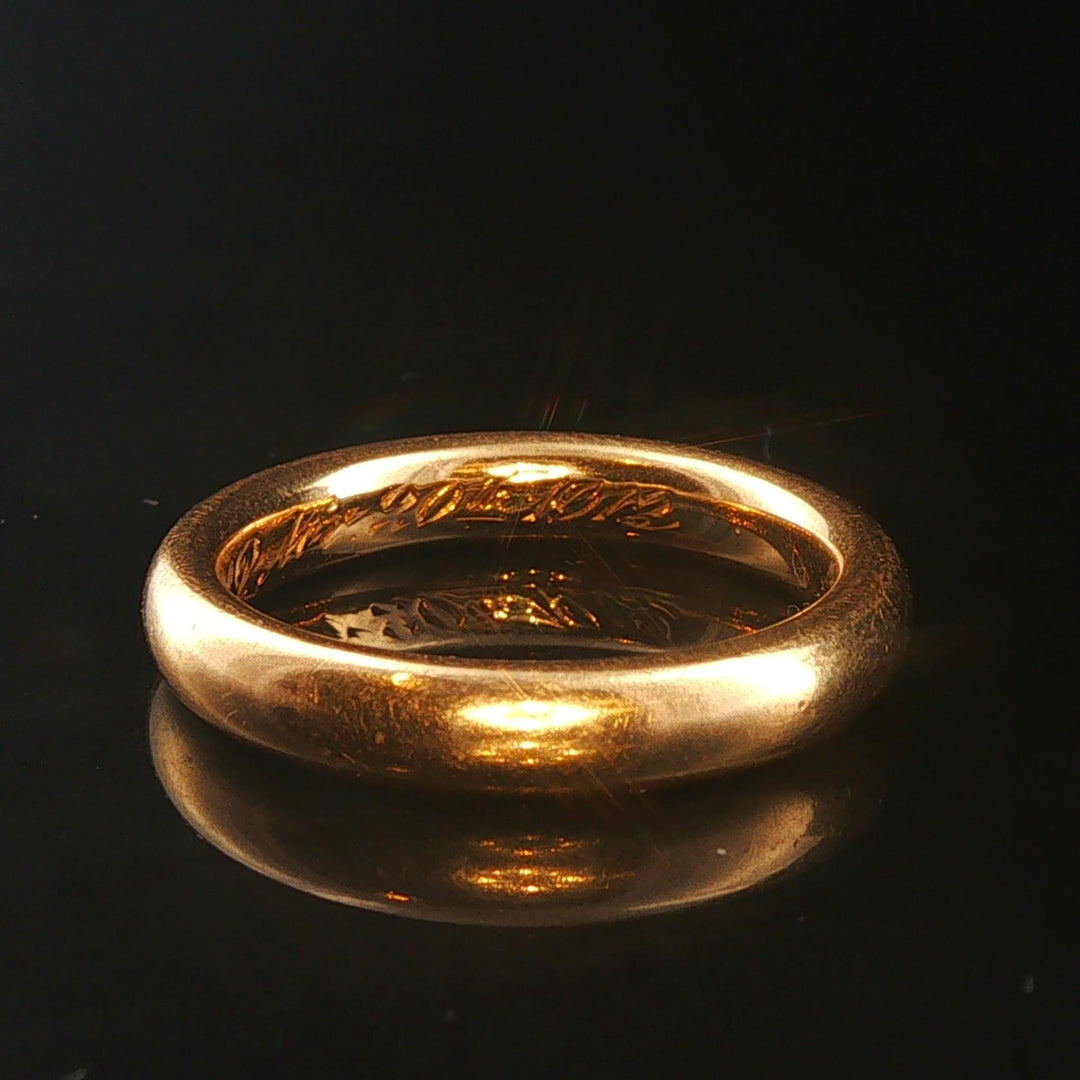 Antique 18k Yellow Gold 5.7g Solid Polished 3.5mm Band Ring Size 6