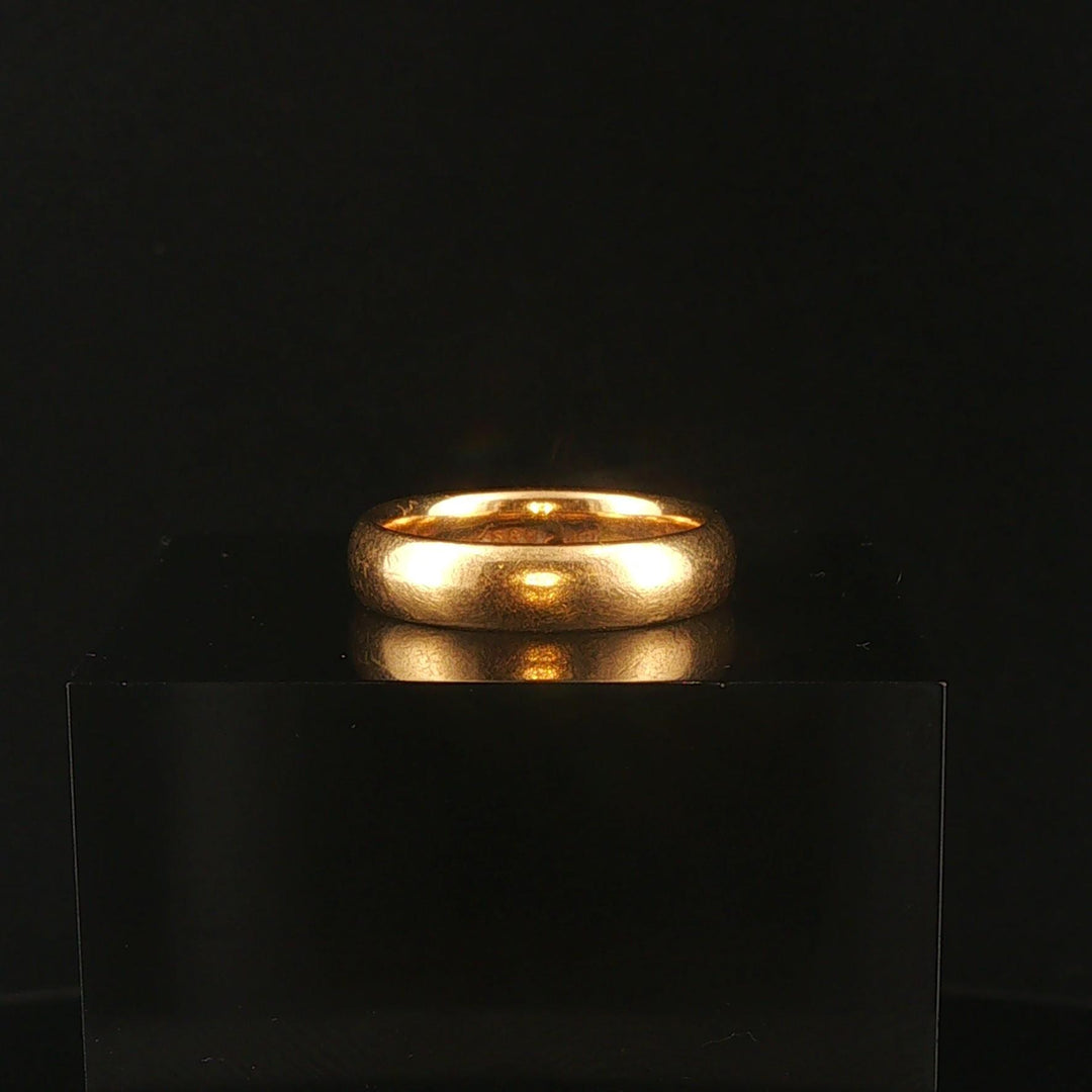 18k Yellow Gold 6.2g Vintage Solid Polished 4.2mm Band Ring Size 6