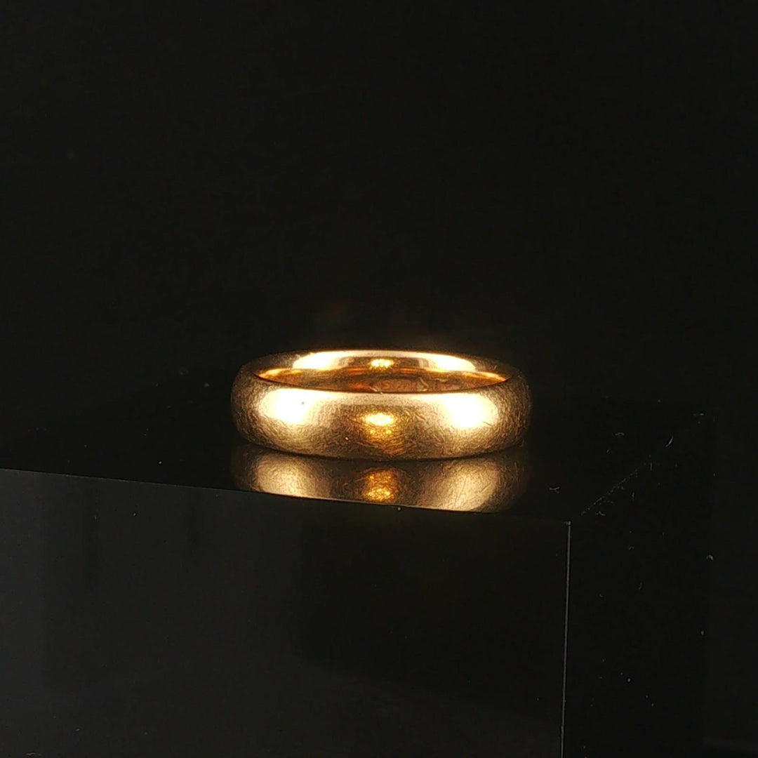 18k Yellow Gold 6.2g Vintage Solid Polished 4.2mm Band Ring Size 6