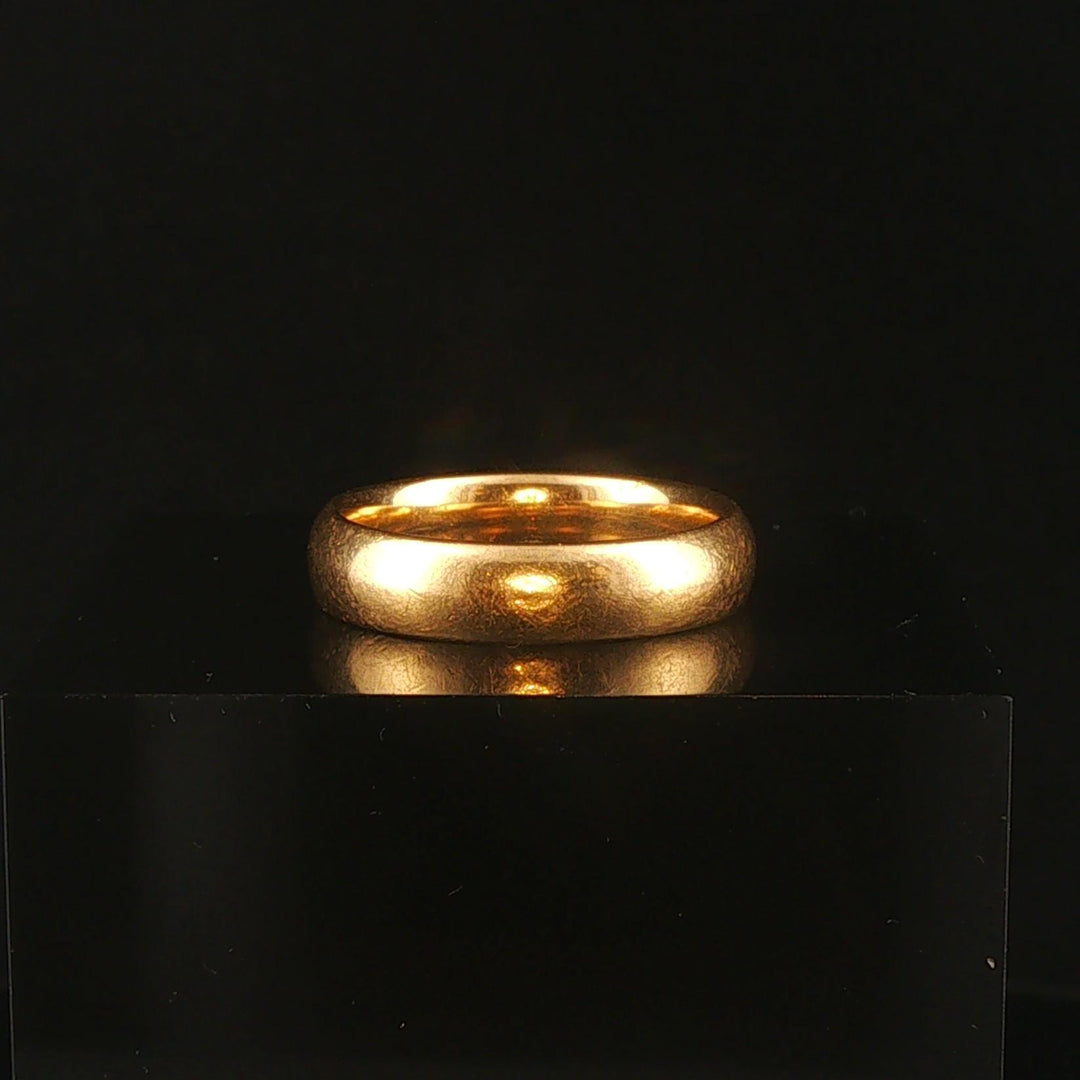 18k Yellow Gold 6.2g Vintage Solid Polished 4.2mm Band Ring Size 6