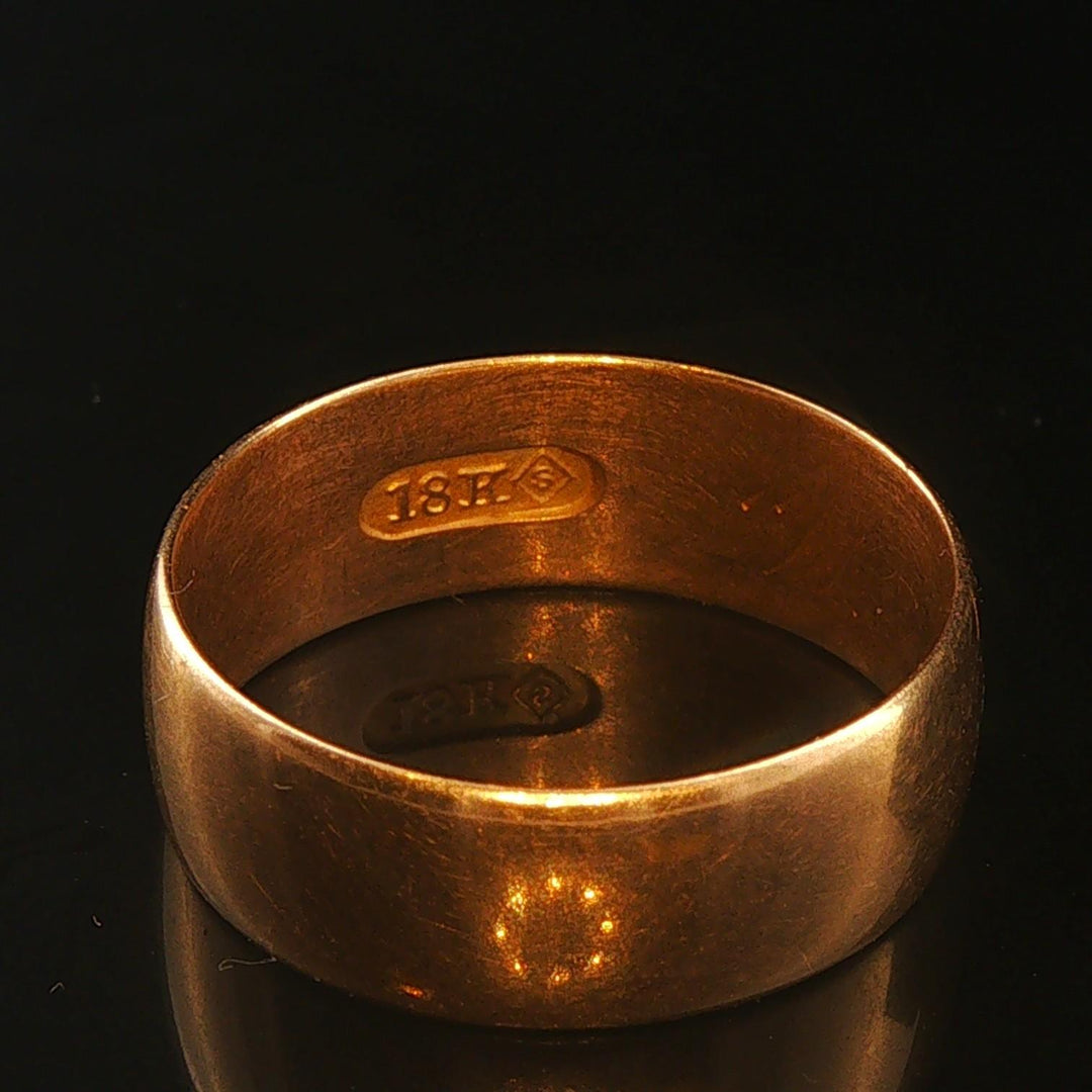 18k Yellow Gold 4.3g Vintage Solid Polished 6.5mm Band Ring Size 6.5