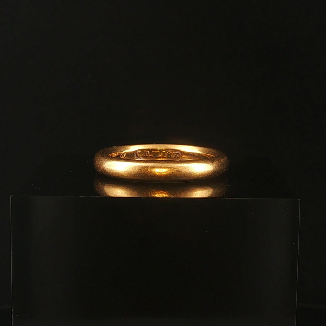 Antique 18k Yellow Gold 5.3g Vintage Solid Polished 3.5mm Band Ring Size 7.5