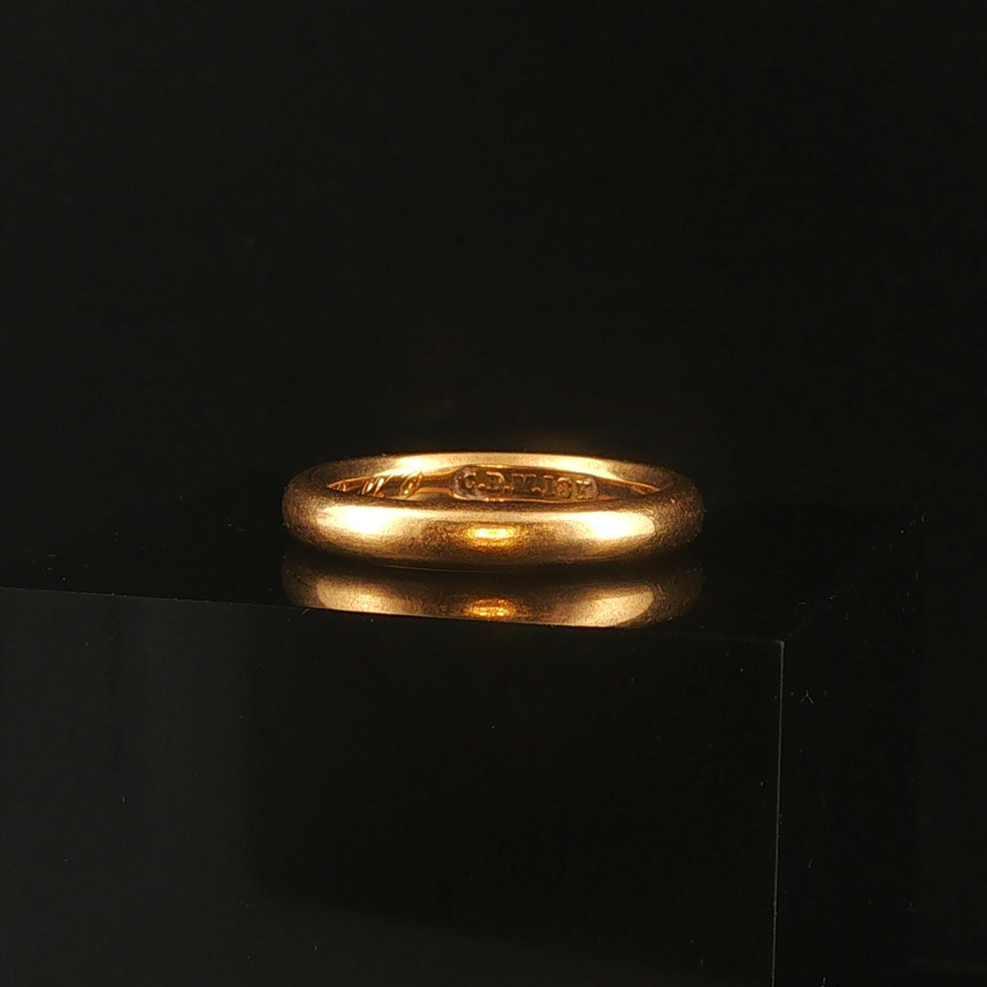 Antique 18k Yellow Gold 5.3g Vintage Solid Polished 3.5mm Band Ring Size 7.5