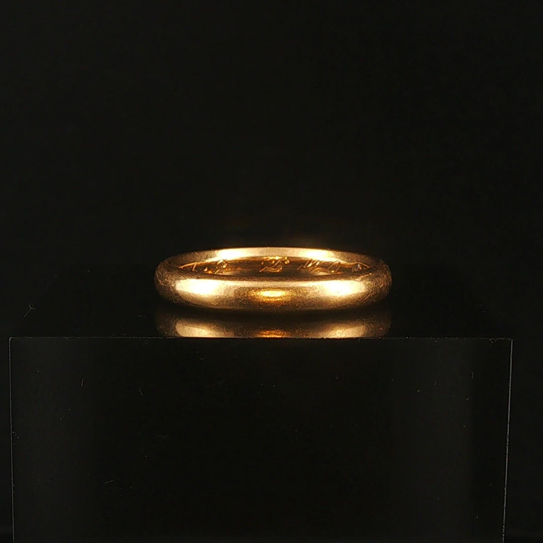 Antique 18k Yellow Gold 5.3g Vintage Solid Polished 3.5mm Band Ring Size 7.5