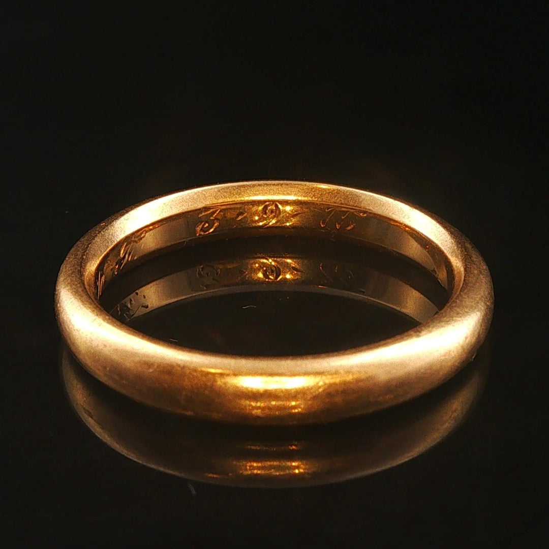 Antique 18k Yellow Gold 5.3g Vintage Solid Polished 3.5mm Band Ring Size 7.5