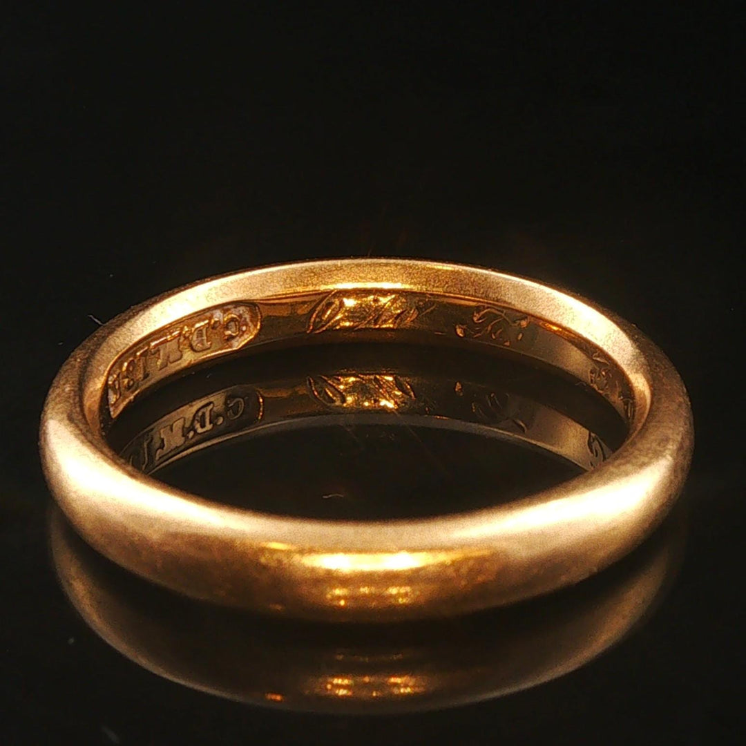 Antique 18k Yellow Gold 5.3g Vintage Solid Polished 3.5mm Band Ring Size 7.5