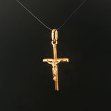 18k Yellow Gold 2.4g Vintage Cross Crucifix Pendant 1.5"