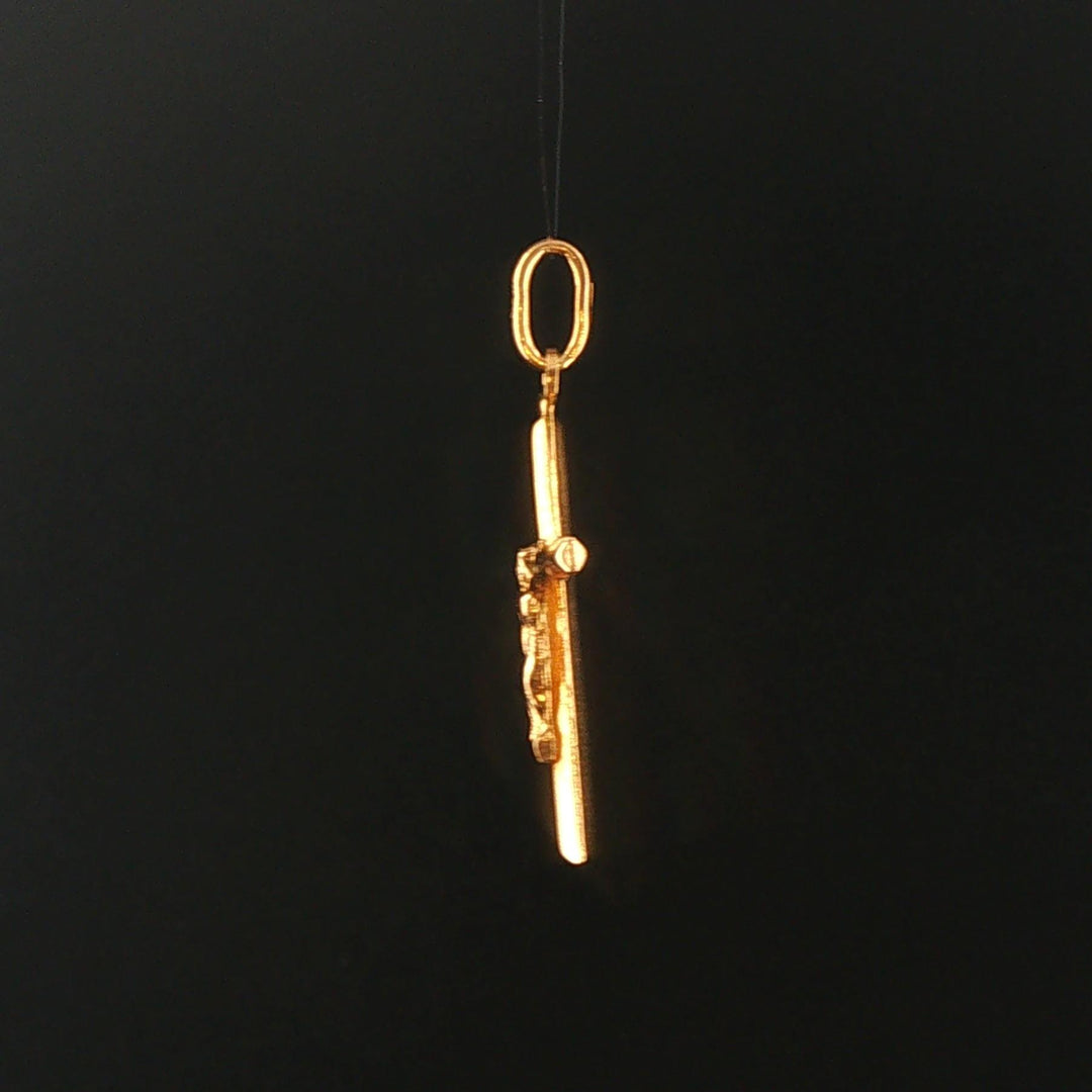 18k Yellow Gold 2.4g Vintage Cross Crucifix Pendant 1.5"