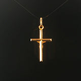 18k Yellow Gold 2.4g Vintage Cross Crucifix Pendant 1.5"