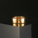 18k Yellow Gold 6.7g Vintage Solid Hammered 6.5mm Band Ring Size 5.5