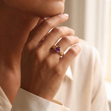 14k Yellow Gold and 1ct Oval Amethyst Ladies Ring Size 9.25