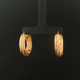 14k Yellow Gold 6g UnoAErre Hollow Thick Textured Hoop Earrings Italy 1"
