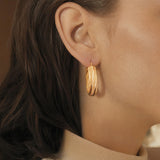 14k Yellow Gold 6g UnoAErre Hollow Thick Textured Hoop Earrings Italy 1"