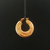 14k Yellow Gold 6g UnoAErre Hollow Thick Textured Hoop Earrings Italy 1"